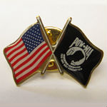 POW - USA crossed flag pin